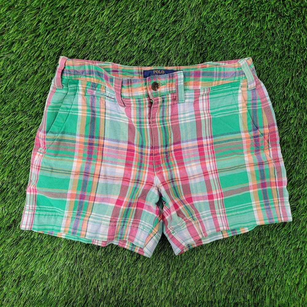 Ralph-Lauren Plaid Shorts Womens S (4) Multi/Green